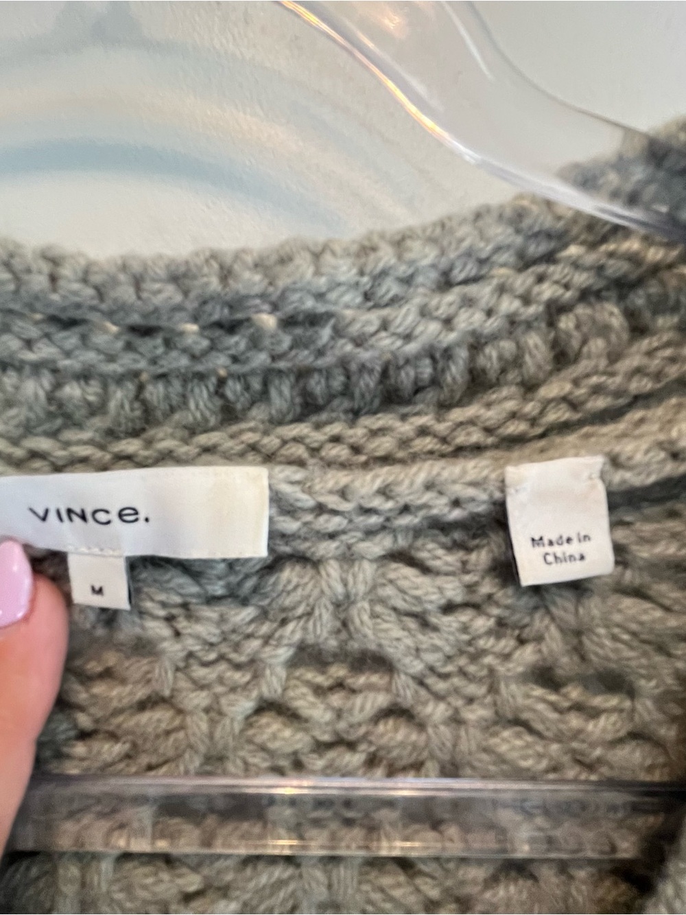 Vince Wool & Cashmere Grey Crochet Cardigan SZ M - Picture 4 of 8